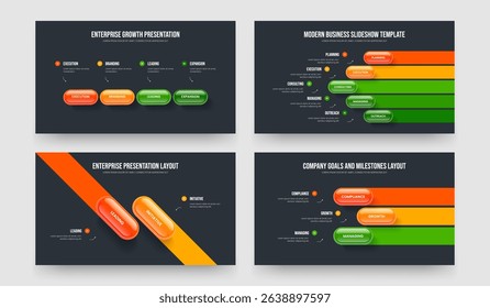 Marketing Plan Four Five Two Three Step Diagram Frame Layout Vector Illustration Collection. Sales Campaign 4 5 2 3 Element Infographic Presentation Design Set.