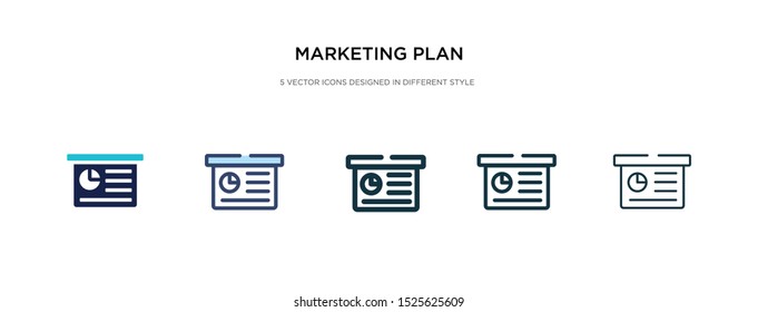 ícone de plano de marketing em ilustração de vetor de estilo diferente. dois ícones de vetor de plano de marketing coloridos e pretos criados em estilo preenchido, contorno, linha e traçado podem ser usados para web, celular, ui