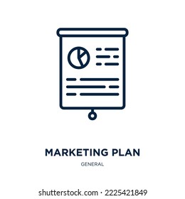 marketing plan icon from general collection. Thin linear marketing plan, business, marketing outline icon isolated on white background. Line vector marketing plan sign, symbol for web and mobile