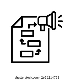 Ilustración vectorial de línea de icono de Plan de marketing
