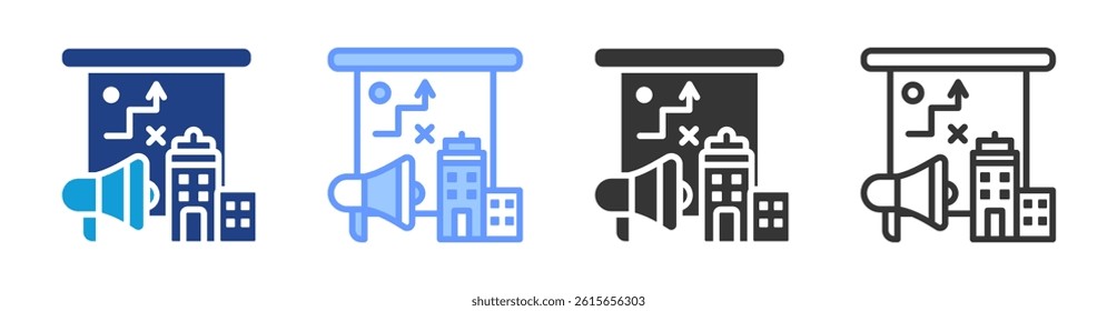 Marketing Plan icon set multiple style collection