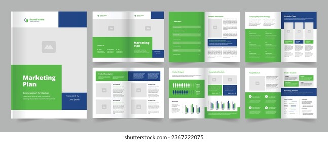 Marketing plan layout design and 12 pages marketing plan design