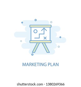 marketing plan line concept. Simple line icon, colored illustration. marketing plan symbol flat design. Can be used for UI/UX