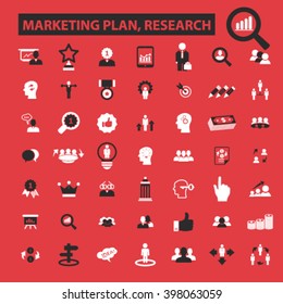 marketing plan, research icons
