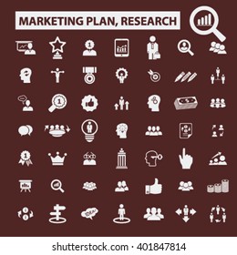 marketing plan, research icons
