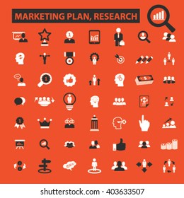 marketing plan, research icons
