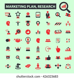 marketing plan, research icons
