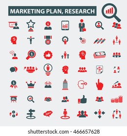marketing plan, research icons
