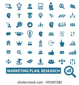 marketing plan, research icons
