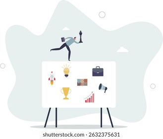 Marketing plan, strategy planning to launch product, innovation or idea to develop plan, promotion and advertising, analyze data for success concept. character life .