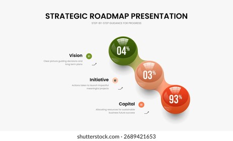 Marketing Plan Three Element Infographic Presentation Design. Advertising Strategy Frame Template Vector Illustration. Creative Growth 3 Step Diagram Slide Layout.
