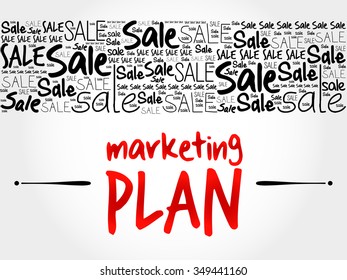 Marketing Plan word cloud background, business concept
