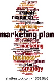 Marketing plan word cloud concept. Vector illustration