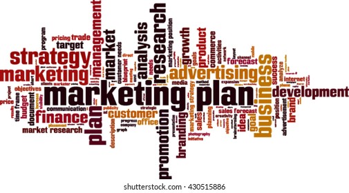 Marketing plan word cloud concept. Vector illustration