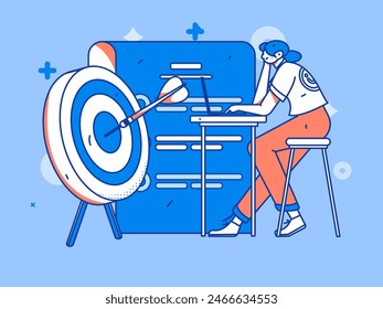 Marketing planning business characters flat vector concept operation hand drawn illustration
