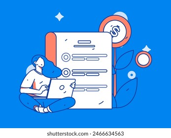 Marketing planning business characters flat vector concept operation hand drawn illustration
