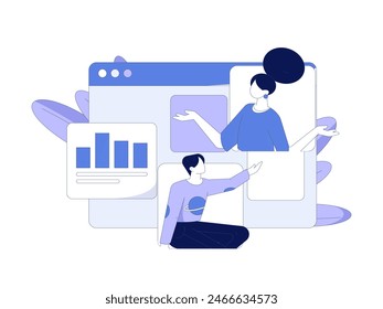 Marketing planning business characters flat vector concept operation hand drawn illustration
