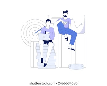 Marketing planning business characters flat vector concept operation hand drawn illustration
