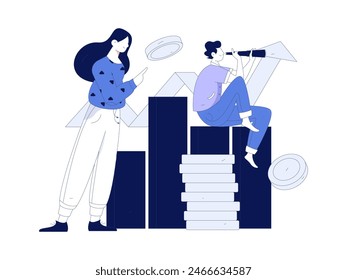 Marketing planning business characters flat vector concept operation hand drawn illustration
