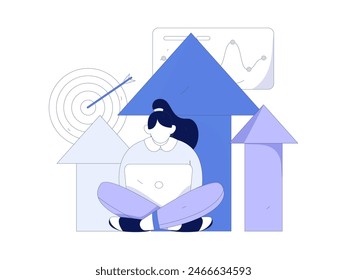 Marketing planning business characters flat vector concept operation hand drawn illustration
