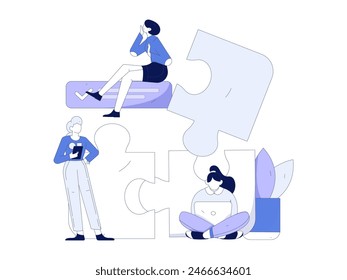 Marketing planning business characters flat vector concept operation hand drawn illustration
