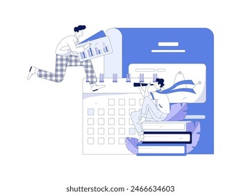 Marketing planning business characters flat vector concept operation hand drawn illustration
