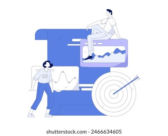 Marketing planning business characters flat vector concept operation hand drawn illustration
