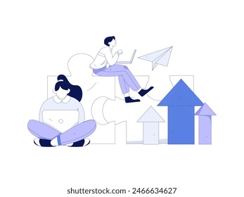 Marketing planning business characters flat vector concept operation hand drawn illustration
