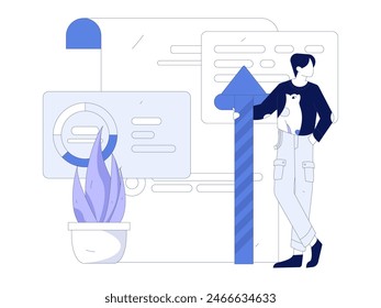 Marketing planning business characters flat vector concept operation hand drawn illustration
