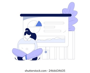 Marketing planning business characters flat vector concept operation hand drawn illustration
