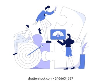 Marketing planning business characters flat vector concept operation hand drawn illustration
