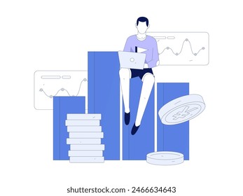 Marketing planning business characters flat vector concept operation hand drawn illustration
