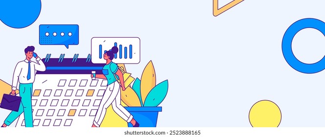 Marketing planning business characters flat vector concept operation hand drawn illustration
