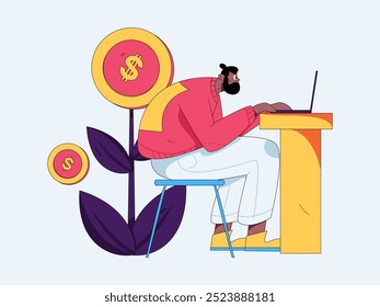 Marketing planning business characters flat vector concept operation hand drawn illustration
