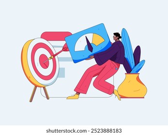 Marketing planning business characters flat vector concept operation hand drawn illustration
