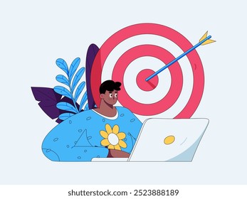 Marketing planning business characters flat vector concept operation hand drawn illustration
