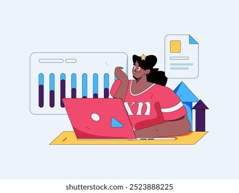 Marketing planning business characters flat vector concept operation hand drawn illustration
