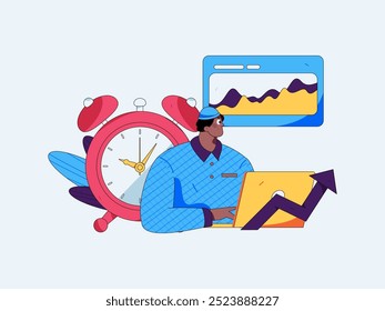 Marketing planning business characters flat vector concept operation hand drawn illustration
