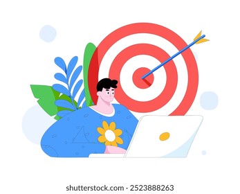 Marketing planning business characters flat vector concept operation hand drawn illustration
