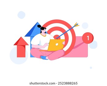 Marketing planning business characters flat vector concept operation hand drawn illustration
