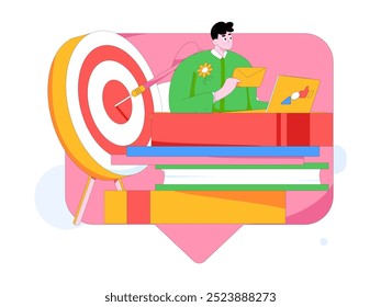 Marketing planning business characters flat vector concept operation hand drawn illustration
