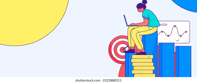 Marketing planning business characters flat vector concept operation hand drawn illustration
