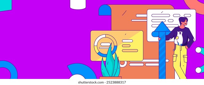 Marketing planning business characters flat vector concept operation hand drawn illustration
