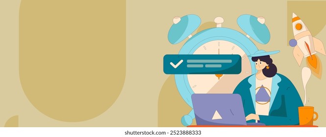 Marketing planning business characters flat vector concept operation hand drawn illustration
