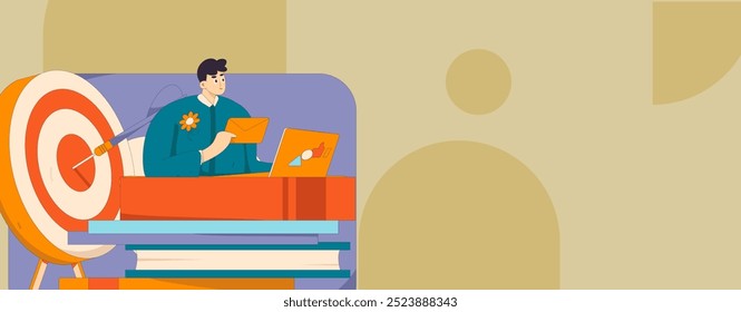 Marketing planning business characters flat vector concept operation hand drawn illustration
