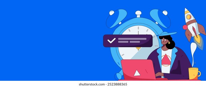 Marketing planning business characters flat vector concept operation hand drawn illustration
