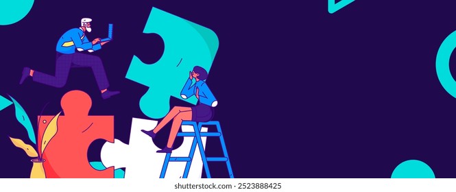 Marketing planning business characters flat vector concept operation hand drawn illustration
