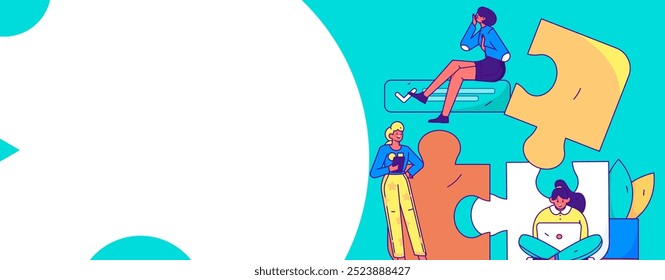 Marketing planning business characters flat vector concept operation hand drawn illustration
