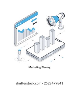 Marketing Planning isometric stock illustration. EPS File stock illustration