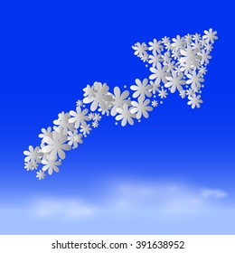 Marketing Pointer sign with chamomile Vector illustration